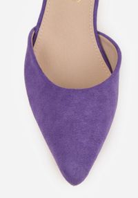 Born2be - Fioletowe Czółenka Vices na Obcasie z Wkładką ze Skóry Naturalnej z Geometrycznym Wzorem Arori. Zapięcie: sprzączka. Kolor: fioletowy. Materiał: skóra. Wzór: geometria. Obcas: na obcasie. Styl: elegancki, wizytowy. Wysokość obcasa: średni #2