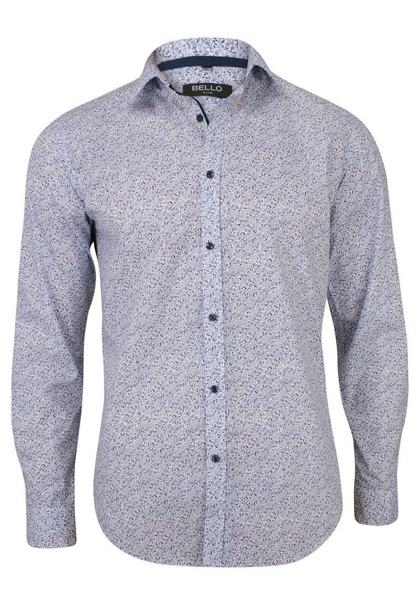 Niebieska elegancka koszula Bello paisley, długa, z długim rękawem, do pracy