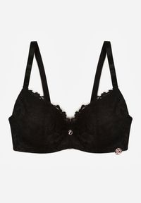 Renee - Czarny Biustonosz Ozdobiony Koronką i Kokardką Aqiany. Kolor: czarny. Materiał: koronka. Wzór: koronka, aplikacja #6