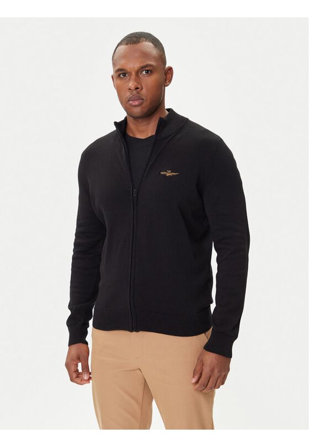 Aeronautica Militare Kardigan 252MA1580UL00506 Czarny Regular Fit. Kolor: czarny. Materiał: bawełna