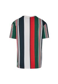 Urban Classics - T-shirt Męski Paski Ciężkiej Grubości Oversized. Kolor: biały, wielokolorowy, niebieski. Wzór: paski