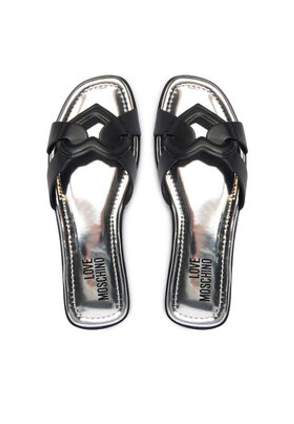Love Moschino - LOVE MOSCHINO Klapki JA28092G0OIAX000 Czarny. Kolor: czarny. Materiał: skóra