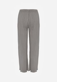 Born2be - Szare Szerokie Spodnie z Wysokim Stanem ze Zwiewnej Tkaniny z Plisami Galiris. Okazja: do pracy, na co dzień, na spotkanie biznesowe. Stan: podwyższony. Kolor: szary. Materiał: tkanina. Długość: długie. Styl: elegancki, biznesowy, casual #4