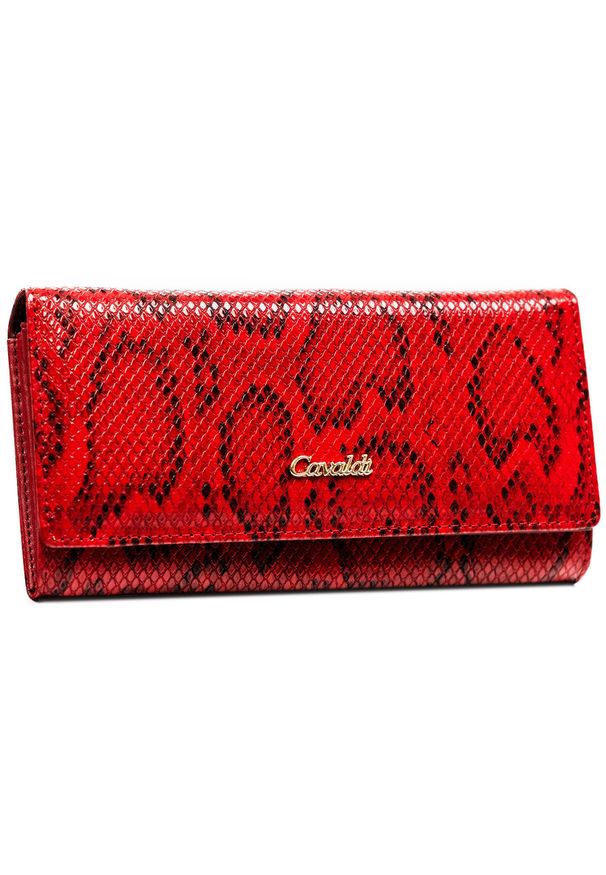 4U CAVALDI - Portfel damski 4U Cavaldi PX28-DNH-BL-RED czerwony. Kolor: czerwony. Wzór: gładki