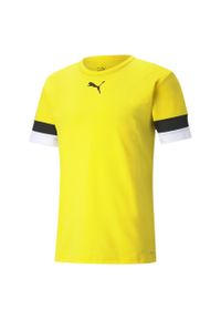 Puma - Koszulka piłkarska męska PUMA teamRISE Jersey. Kolor: żółty, czarny, pomarańczowy, wielokolorowy. Materiał: jersey. Sport: piłka nożna