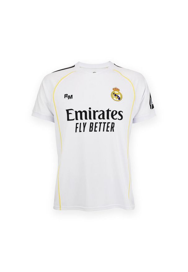 Real Madrid - Real Madryt 2025-26 Premium Home Replica Shirt - Bellingham 5. Kolor: biały. Wzór: napisy