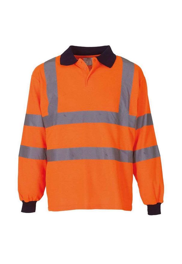 YOKO - Męska Koszulka Polo Z Długim Rękawem HiVis. Typ kołnierza: polo. Kolor: żółty, pomarańczowy, wielokolorowy. Długość rękawa: długi rękaw. Długość: długie