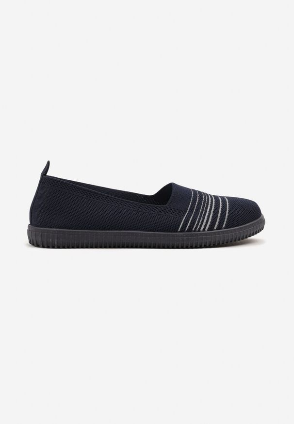 Born2be - Granatowe Tenisówki z Ozdobnymi Paskami Loroti. Okazja: na co dzień. Zapięcie: pasek. Kolor: niebieski. Materiał: jeans. Styl: klasyczny, casual