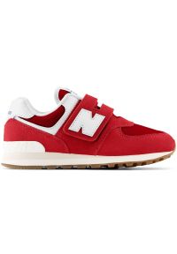 Buty New Balance Jr PV574RR1 czerwone. Okazja: na co dzień. Zapięcie: rzepy. Kolor: czerwony. Materiał: materiał, syntetyk, skóra, zamsz. Szerokość cholewki: normalna. Model: New Balance 574