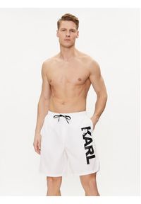 Karl Lagerfeld - KARL LAGERFELD Szorty plażowe 241M2204 Biały Regular Fit. Okazja: na plażę. Kolor: biały. Materiał: syntetyk