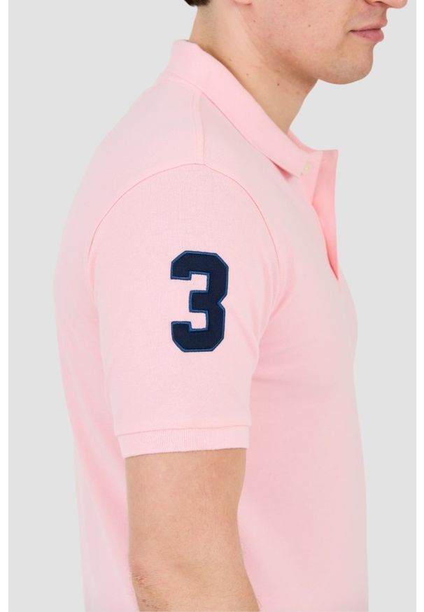 La Martina - LA MARTINA Różowe męskie polo z małym logo, Rozmiar XL. Typ kołnierza: polo. Kolor: różowy