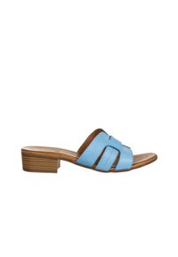 Klapki Bayla-161 191 838 1529 33 Baby Blue 161730, Niebieski, Skóra naturalna - 39. Kolor: niebieski. Materiał: skóra. Obcas: na obcasie. Wysokość obcasa: średni #1