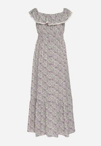 Born2be - Fioletowa Sukienka Ozdobiona Falbankami Folirae. Okazja: na spacer, na co dzień. Typ kołnierza: kołnierz z falbankami. Kolor: fioletowy. Wzór: aplikacja. Sezon: lato. Typ sukienki: sportowe. Styl: casual, sportowy #6