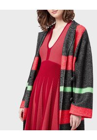 Emporio Armani - EMPORIO ARMANI - Sukienka z modelowaną talią. Okazja: na co dzień. Kolor: czerwony. Materiał: żakard. Długość rękawa: na ramiączkach. Typ sukienki: rozkloszowane. Styl: casual #5