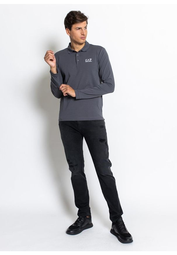Koszulka męska Polo EA7 Emporio Armani (8NPF05 PJM5Z 1977). Typ kołnierza: polo. Kolor: szary. Styl: sportowy