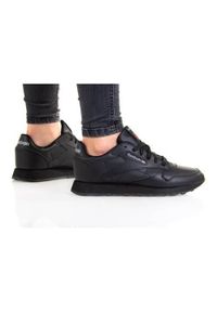 Buty do chodzenia dla dzieci Reebok Classic. Okazja: na co dzień. Kolor: czarny. Materiał: skóra. Model: Reebok Classic. Sport: turystyka piesza