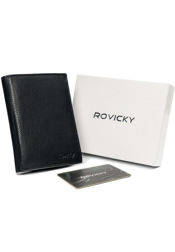 ROVICKY - Portfel męski czarny Rovicky N74-PZ-CCR-RFID-BLAC. Kolor: czarny. Materiał: skóra