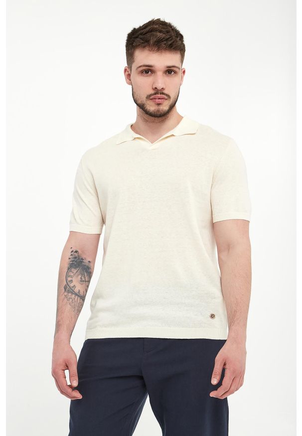 Liu Jo - Polo męskie lniane LIU JO. Typ kołnierza: polo. Materiał: len