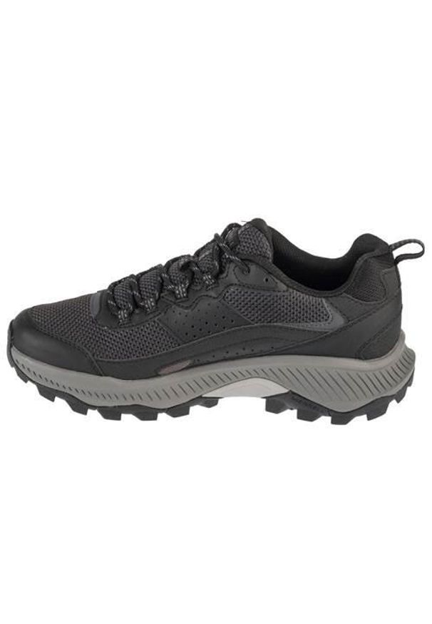 Buty trekkingowe męskie Merrell Speed Strike 2. Zapięcie: sznurówki. Kolor: czarny. Materiał: guma, syntetyk, tkanina, materiał. Szerokość cholewki: normalna. Sport: turystyka piesza