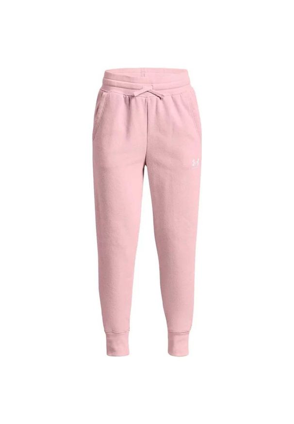 Spodnie dresowe dziewczęce Under Armour Rival Fleece LU Joggers. Kolor: różowy. Materiał: dresówka