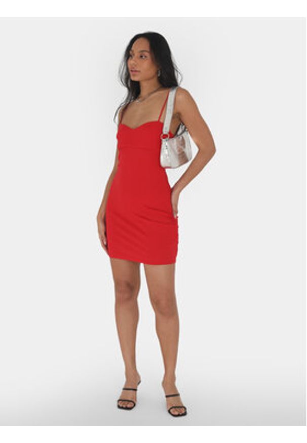 Brave Soul Sukienka letnia LDRJ-248LANA Czerwony Straight Fit. Kolor: czerwony. Materiał: bawełna. Sezon: lato