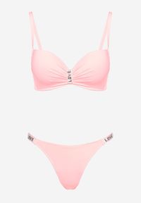 Renee - Jasnoróżowe Bikini z Cyrkoniami i Regulowanymi Ramiączkami Tloen. Kolor: różowy. Wzór: aplikacja #5
