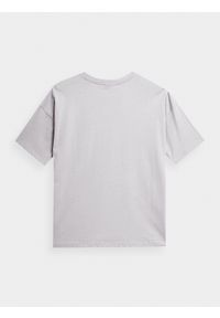 4f - T-shirt oversize z nadrukiem damski. Kolor: szary. Materiał: bawełna. Wzór: nadruk #2