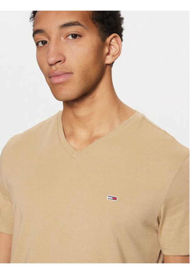 Tommy Jeans T-Shirt Jaspe DM0DM20364 Beżowy Slim Fit. Kolor: beżowy. Materiał: bawełna