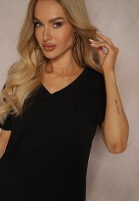 Renee - Czarny Klasyczny T-shirt z Bawełny Irithnea. Okazja: na co dzień. Kolor: czarny. Materiał: bawełna. Styl: klasyczny