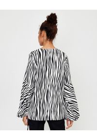 THECADESS - Koszula ze wzorem zebry Safi. Kolor: czarny. Materiał: tkanina. Długość: długie. Wzór: motyw zwierzęcy. Styl: elegancki #4