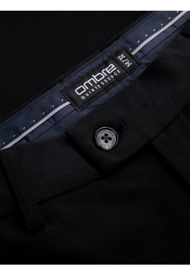 Ombre Clothing - Spodnie męskie eleganckie chino SLIM FIT - czarne V4 OM-PACP-0191 - XXL. Kolor: czarny. Materiał: wiskoza, poliester, materiał. Styl: elegancki