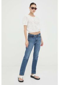 Wrangler bluzka bawełniana damska kolor biały gładka. Okazja: na co dzień. Kolor: biały. Materiał: bawełna. Wzór: gładki. Styl: casual #2