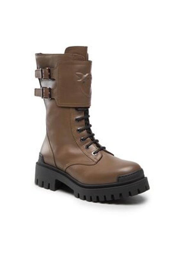 Pinko Trapery Cumino Boot 1H2135 A072 Brązowy. Kolor: brązowy. Materiał: skóra