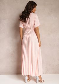 Renee - Różowa Rozkloszowana Sukienka Plisowana z Wiązanym Paskiem Eilemona. Kolor: różowy. Typ sukienki: rozkloszowane #5
