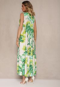Renee - Zielona Sukienka z Wiskozą w Kwiaty Liorissa. Okazja: na co dzień. Kolor: zielony. Materiał: wiskoza. Wzór: kwiaty. Styl: klasyczny, casual, elegancki #4