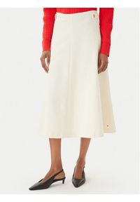 TOMMY HILFIGER - Tommy Hilfiger Spódnica midi WW0WW47886 Écru Regular Fit. Kolor: kremowy. Materiał: bawełna #1
