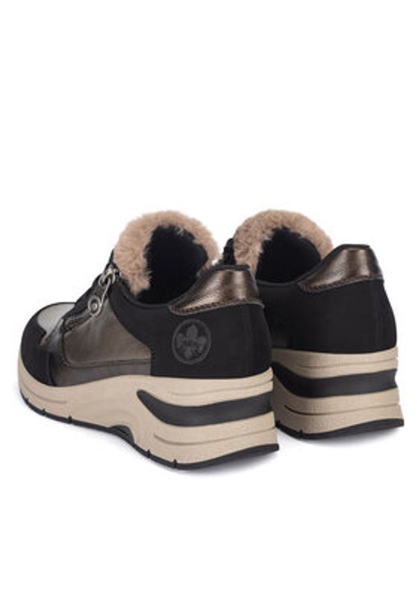 Rieker Półbuty N9301-90 Czarny. Kolor: czarny. Materiał: skóra