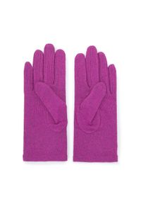 Wittchen - Damskie rękawiczki z włóczkowym kwiatkiem. Kolor: różowy. Materiał: wełna. Wzór: kwiaty. Styl: casual, elegancki #4