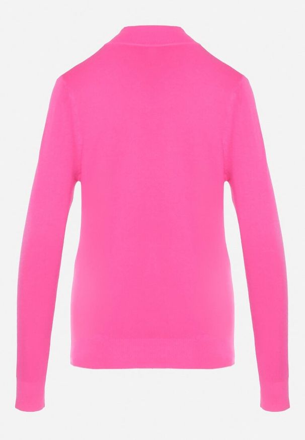 Born2be - Różowy Klasyczny Golf Alotta. Okazja: na co dzień. Typ kołnierza: golf. Kolor: różowy. Materiał: jedwab, jeans, poliester, poliamid. Długość rękawa: długi rękaw. Długość: długie. Styl: klasyczny