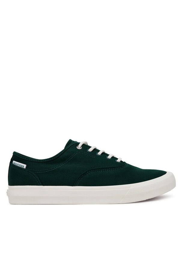 TOMMY HILFIGER - Tommy Hilfiger Tenisówki Th Hi Vulc Low Oxford Twill FM0FM05400 Zielony. Kolor: zielony. Materiał: materiał