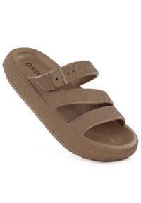 Big-Star - Klapki damskie sportowe na grubej podeszwie basenowe brązowe Big Star TT274A041. Okazja: na co dzień, na plażę. Kolor: brązowy. Materiał: materiał. Styl: sportowy #1