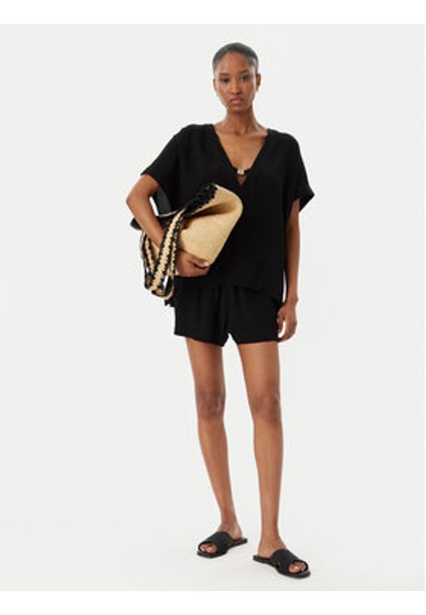 BOSS Szorty materiałowe Double B 50561257 Czarny Regular Fit. Kolor: czarny. Materiał: wiskoza