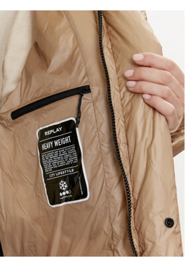 Replay - REPLAY Kurtka zimowa W7800.000.84198 Brązowy Oversize. Kolor: brązowy. Materiał: syntetyk. Sezon: zima