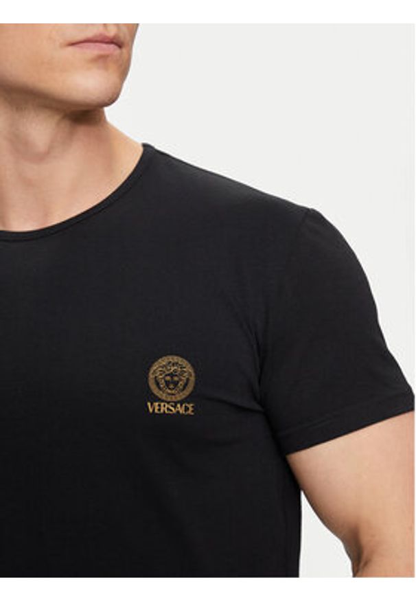 VERSACE - Versace T-Shirt Medusa AUU01005 Czarny Slim Fit. Kolor: czarny. Materiał: bawełna
