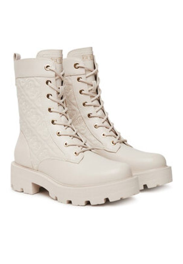 Guess Botki FLTYAN ELE10 Écru. Materiał: skóra
