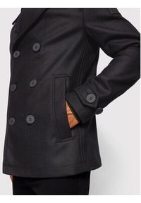 BOSS - Boss Płaszcz wełniany Uflox 50445849 Czarny Slim Fit. Kolor: czarny. Materiał: wełna