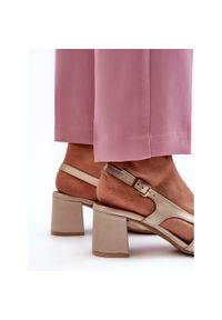 Skórzane Sandały Na Słupku Maciejka 06419-25 Złote złoty. Zapięcie: pasek. Kolor: złoty. Materiał: skóra. Obcas: na słupku. Styl: elegancki. Wysokość obcasa: średni #11