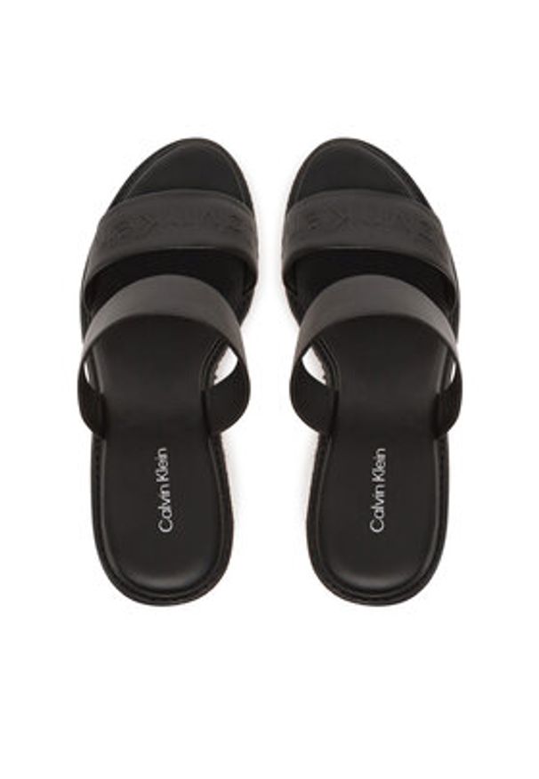 Calvin Klein Espadryle Wedge Sandal 50 - He HW0HW02375 Czarny. Kolor: czarny. Materiał: skóra