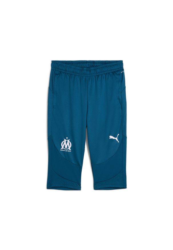 Puma - Spodnie treningowe 3/4 OM 2024/25. Kolor: wielokolorowy, niebieski, biały. Sport: piłka nożna