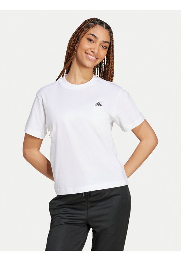 Adidas - adidas T-Shirt Essentials Small Logo JH3693 Biały Slim Fit. Kolor: biały. Materiał: bawełna